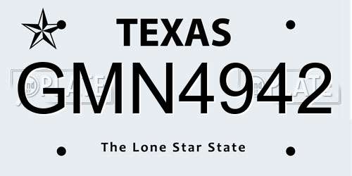 GMN4942 Texas License Plate