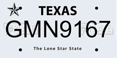 GMN9167 Texas License Plate