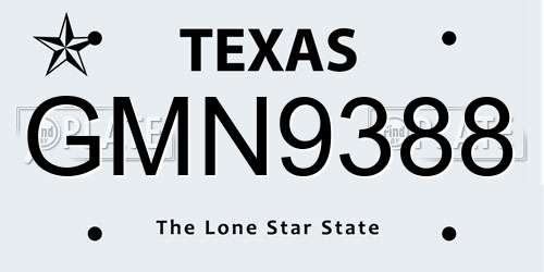 GMN9388 Texas License Plate