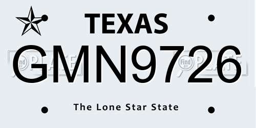 GMN9726 Texas License Plate
