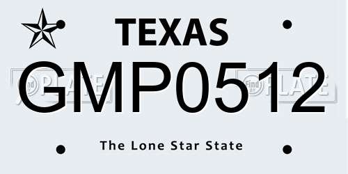 GMP0512 Texas License Plate