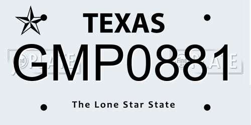 GMP0881 Texas License Plate