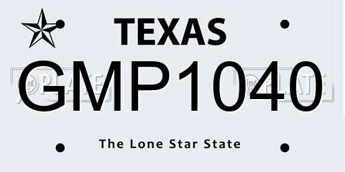 GMP1040 Texas License Plate