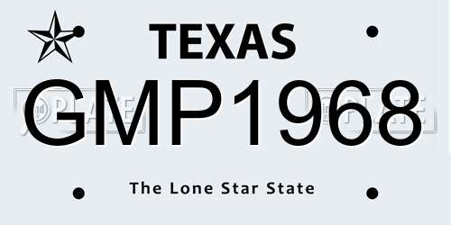 GMP1968 Texas License Plate