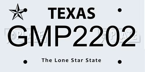 GMP2202 Texas License Plate