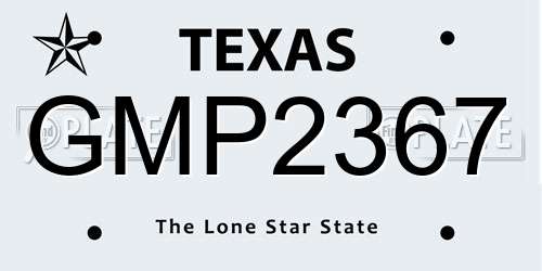 GMP2367 Texas License Plate