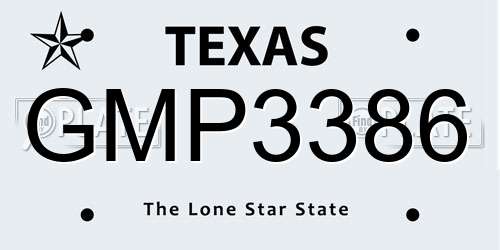 GMP3386 Texas License Plate