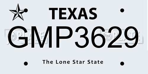 GMP3629 Texas License Plate