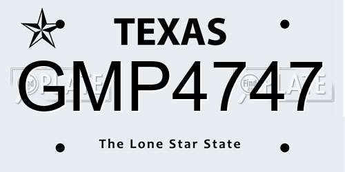 GMP4747 Texas License Plate