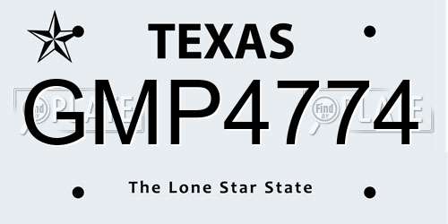 GMP4774 Texas License Plate