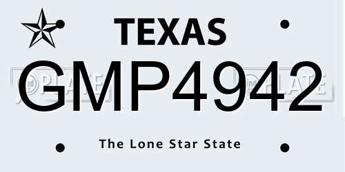 GMP4942 Texas License Plate