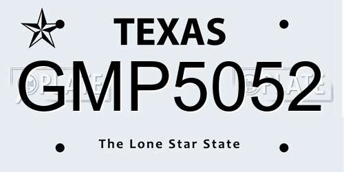 GMP5052 Texas License Plate