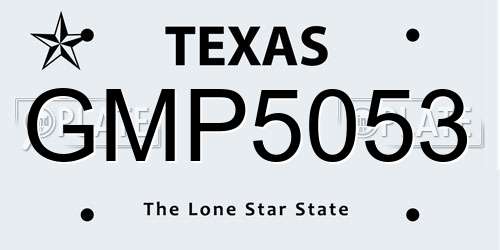 GMP5053 Texas License Plate