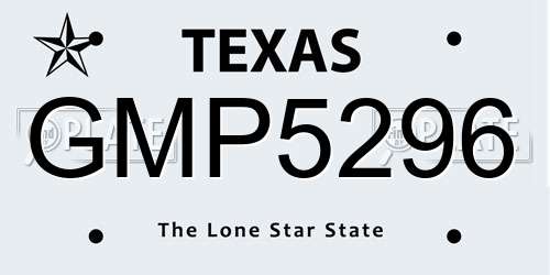 GMP5296 Texas License Plate