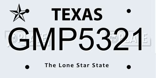GMP5321 Texas License Plate