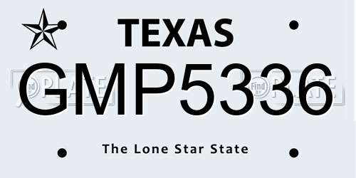 GMP5336 Texas License Plate