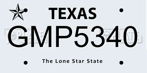 GMP5340 Texas License Plate