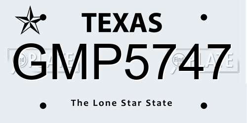 GMP5747 Texas License Plate