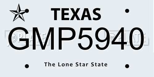 GMP5940 Texas License Plate