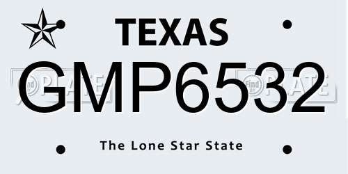 GMP6532 Texas License Plate