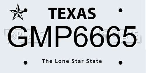 GMP6665 Texas License Plate