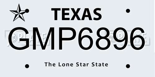 GMP6896 Texas License Plate