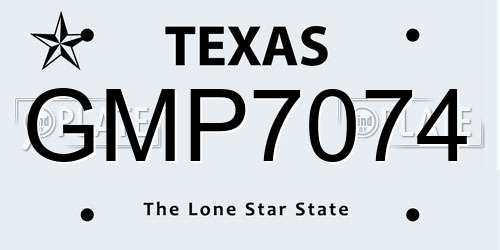 GMP7074 Texas License Plate