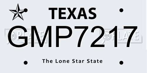 GMP7217 Texas License Plate