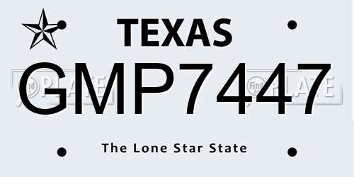 GMP7447 Texas License Plate
