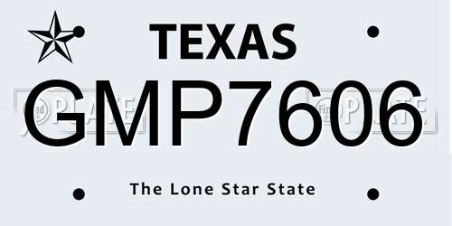 GMP7606 Texas License Plate