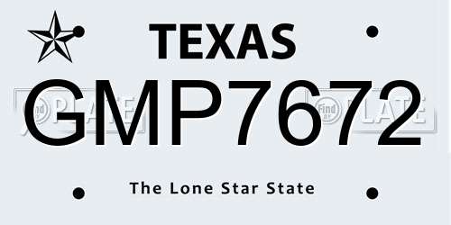 GMP7672 Texas License Plate