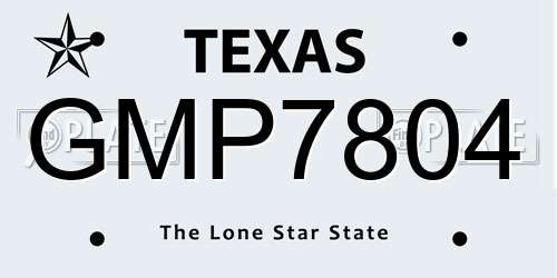 GMP7804 Texas License Plate