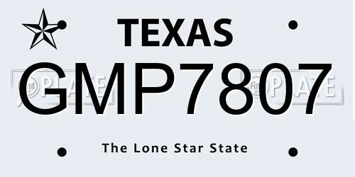 GMP7807 Texas License Plate