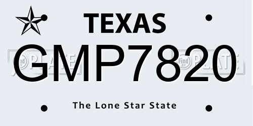 GMP7820 Texas License Plate