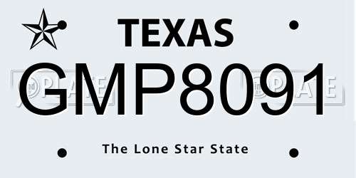 GMP8091 Texas License Plate