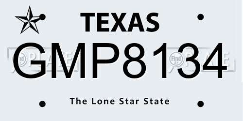 GMP8134 Texas License Plate