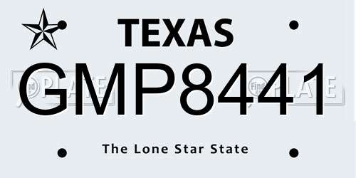 GMP8441 Texas License Plate