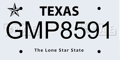 GMP8591 Texas License Plate