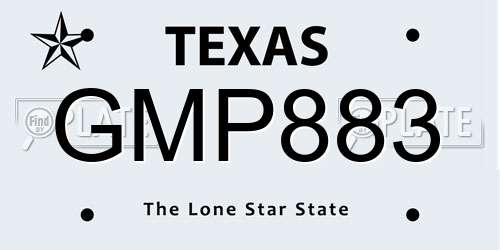 GMP883 Texas License Plate