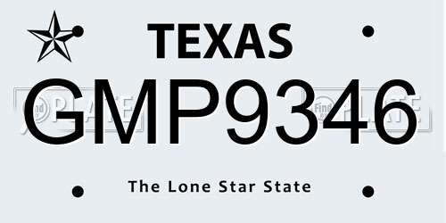 GMP9346 Texas License Plate