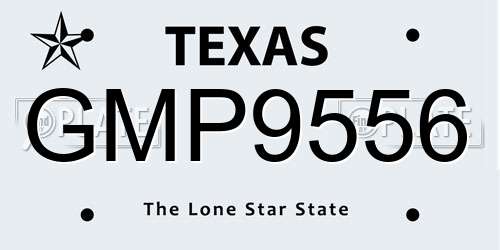 GMP9556 Texas License Plate
