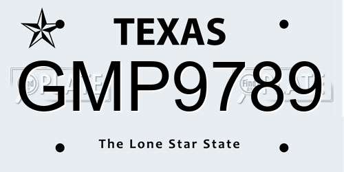 GMP9789 Texas License Plate