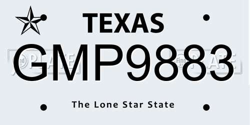 GMP9883 Texas License Plate