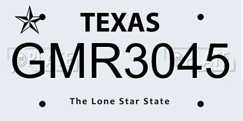 GMR3045 Texas License Plate