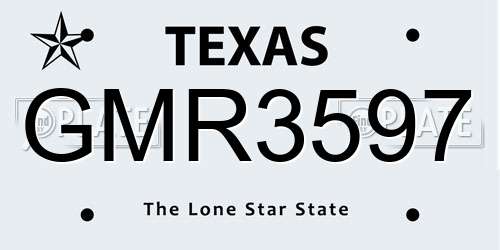GMR3597 Texas License Plate