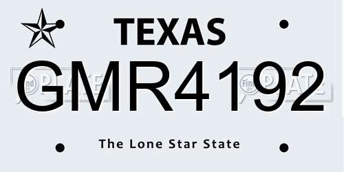GMR4192 Texas License Plate