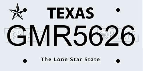 GMR5626 Texas License Plate