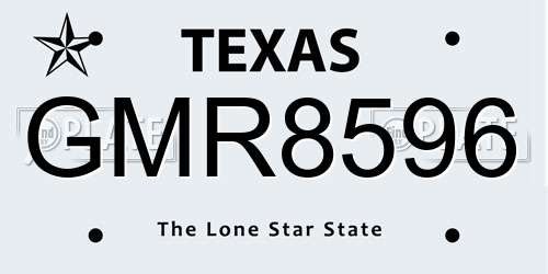 GMR8596 Texas License Plate