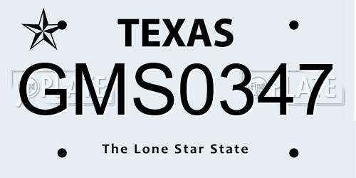 GMS0347 Texas License Plate