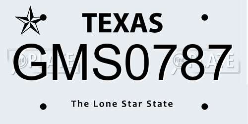 GMS0787 Texas License Plate